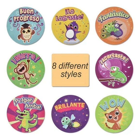 500pcs/roll Reward Stickers Spanish Encouragement Sticker Roll For Students Moti - Picture 1 of 5